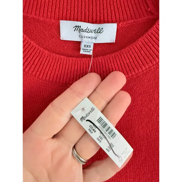 Madewell | NWT 100% Cashmere Relaxed Sweater Tee Ruby Red | Sz XXS - Image 6