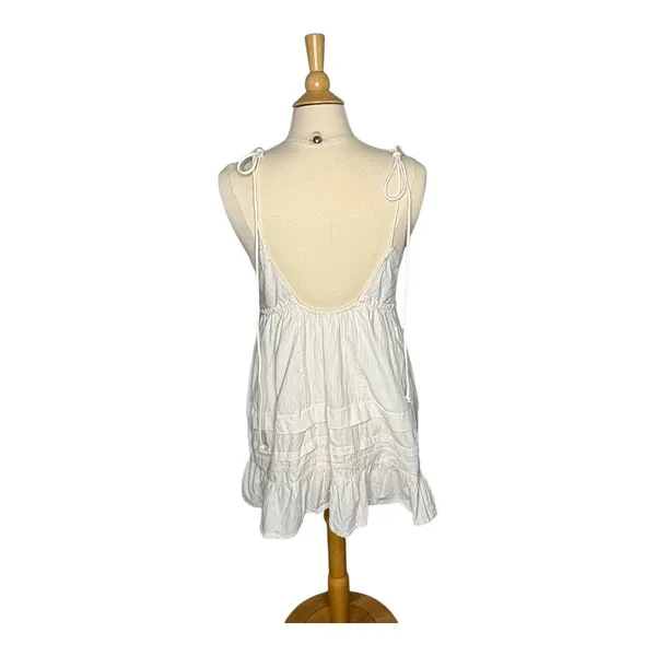 Free People Adella Mini Dress Womens Small Ivory White Boho‎ Open Back Button - Image 10