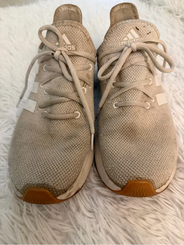 Adidas Cloudfoam Knit Sneakers Beige Gum Sole Women's US 9.5 - Image 6