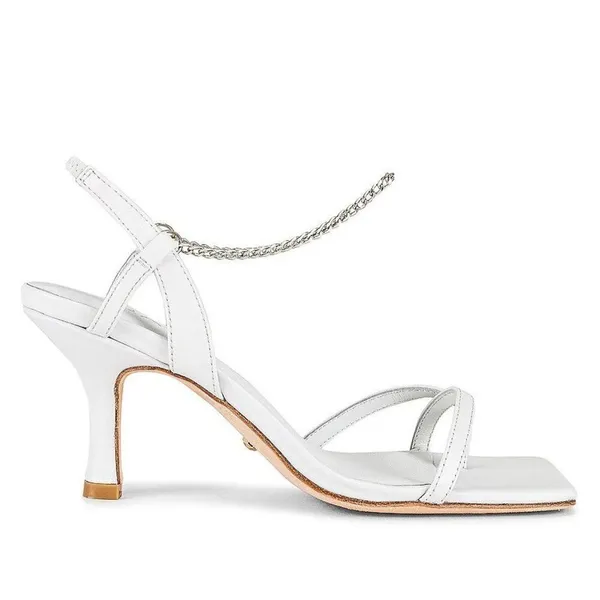 RAYE Margaret Chain Strap Square Heels in White Leather 8 New Womens Sandals - Image 10