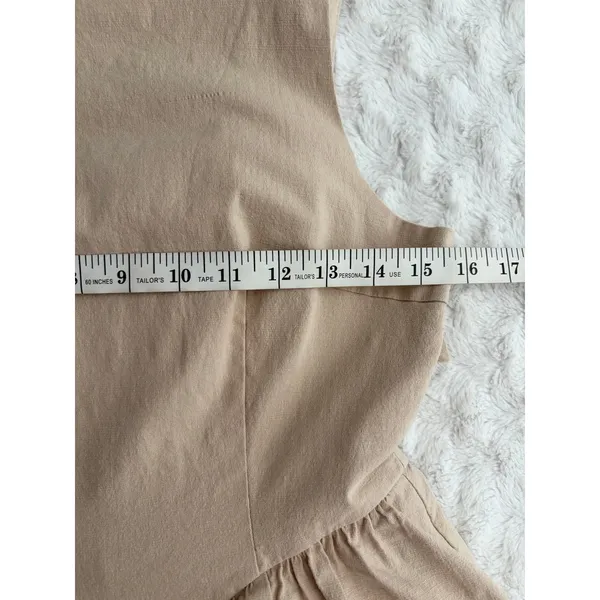 ASTR the Label Sand Beige Bow Back Apron Gathered Skirt Cottagecore Midi Dress M - Image 7