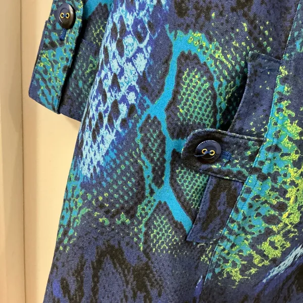 Attyre Snakeskin Animal Print Jacket 3X Car Coat Blue Green Bold Career Travel - Image 4