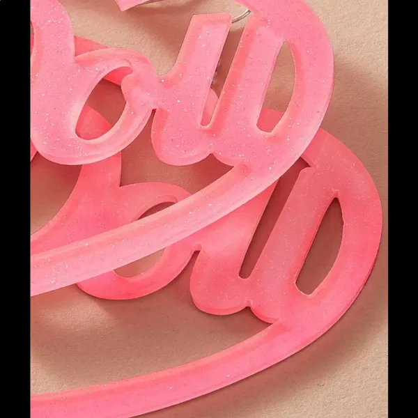 Foxy Glittery Pink “Doll” heart earrings - Image 6
