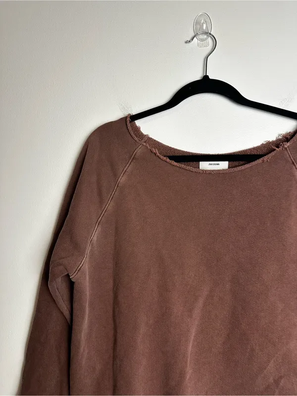 Joah Brown Slouchy Pullover Sweatshirt Brown Sz XS - Image 4