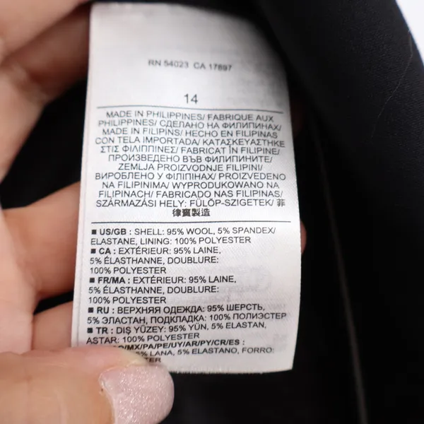 Banana Republic Wool Blazer Womens 14 Solid Black Two-Button Career Excellent - Image 3