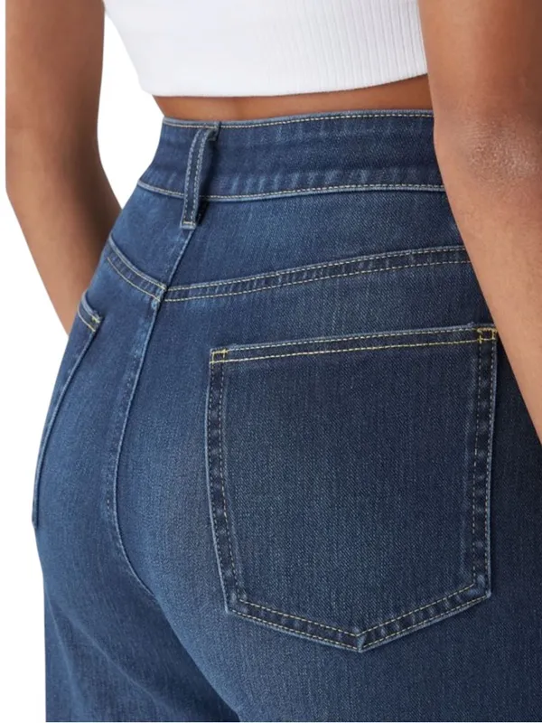 Halara Flex High Waisted Pockets Rolled Hem Wide Leg Washed Casual Jeans Size XS - Image 4