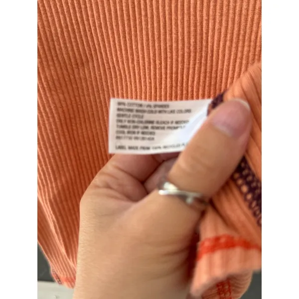 Wild Fable‎ Womens Orange Ribbed Long Sleeve Crop Top Contrast Stitch Size L - Image 8