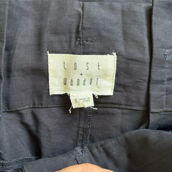 Lost + Wander Womens Bloody Mary Black Cropped Belted Wide Leg Pants Medium‎ - Image 6