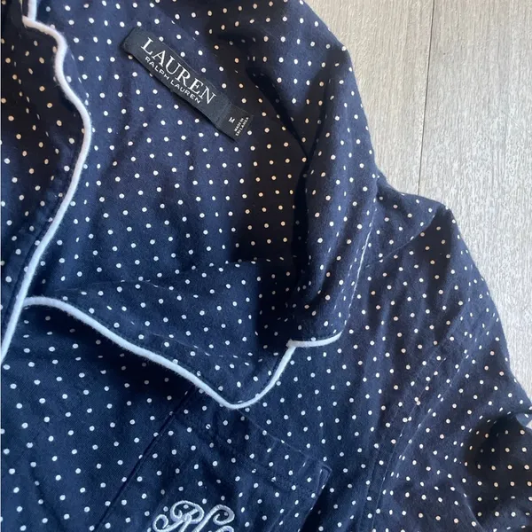 Ralph Lauren Navy and White Polka Dot Shirt - Image 2