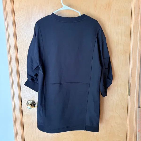 Daily Practice Anthropologie Sweatshirt Dress Women S Black‎ Puff Sleeve Pleated - Image 2