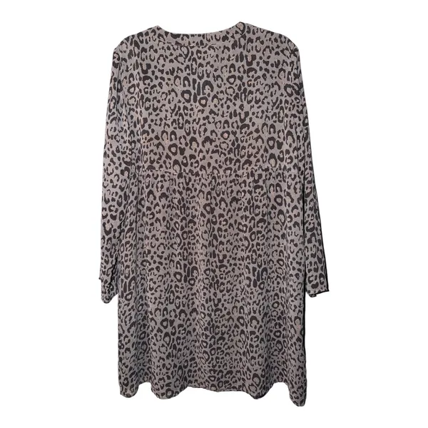 Loft Gray/Black Leopard‎ Print Babydoll Dress, Medium - Image 3