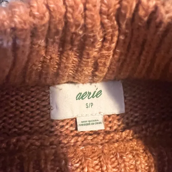 Aerie Mock Neck Ribbed Sweater Rust Orange Speckled‎ Knit Cozy Pullover S P - Image 2