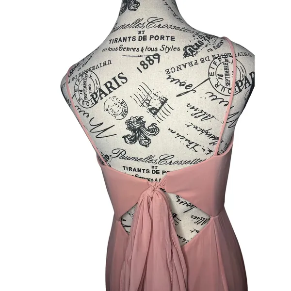 Thread Tie-Back Cutout Trumpet Bridesmaid Gown with Front Slit Desert Rose‎ EUC - Image 12