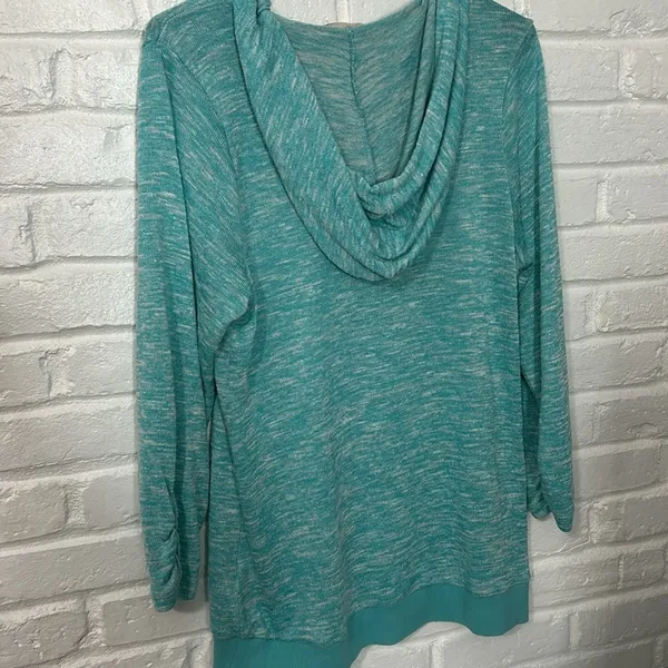 Wish & Whim Lightweight Knit Hoodie Pullover Teal XL Beach Cover Up - Image 6