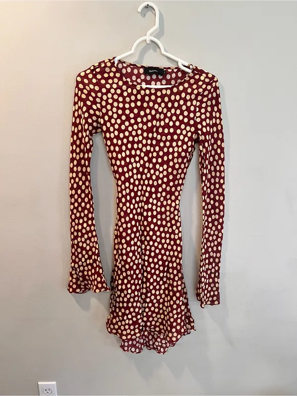 Realisation Par The Brigitte Bell Sleeve Flippy Mini Dress In Plum Size XS - Image 4