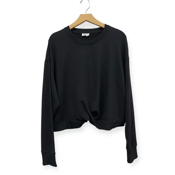 TenTree Black Twisted Front Long Sleeve Crew Neck Cropped Sweatshirt size Large - Image 2