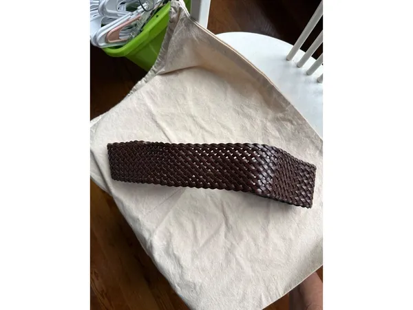 Talbots Brown Woven Leather Adjustable Belt Size Small - Image 3