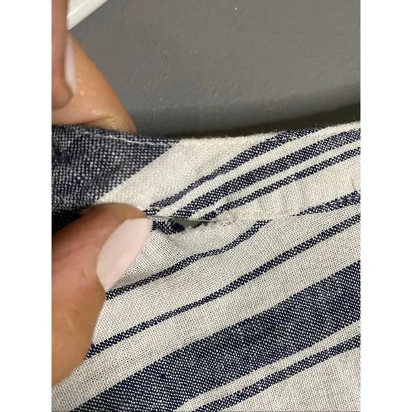 Time & Tru Striped Linen Blend Dress Pockets Coastal Nautical Cottagecore L - Image 8