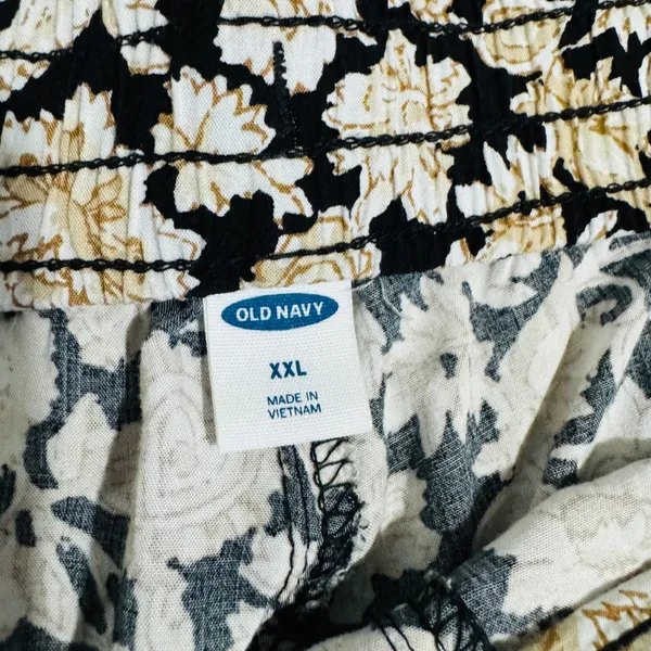 Old Navy Womens Pants XXL Black Tan Floral Print‎ Elastic Waist Cropped Casual - Image 4