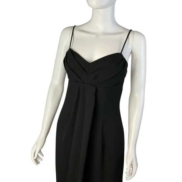 Roberta Black Draped Maxi Dress Sweetheart Neckline Spaghetti Strap Formal Gown - Image 3