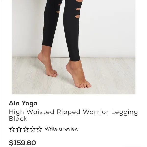 Alo Yoga High Waisted Ripped Warrior Legging in Black‎ Size Medium - Image 15