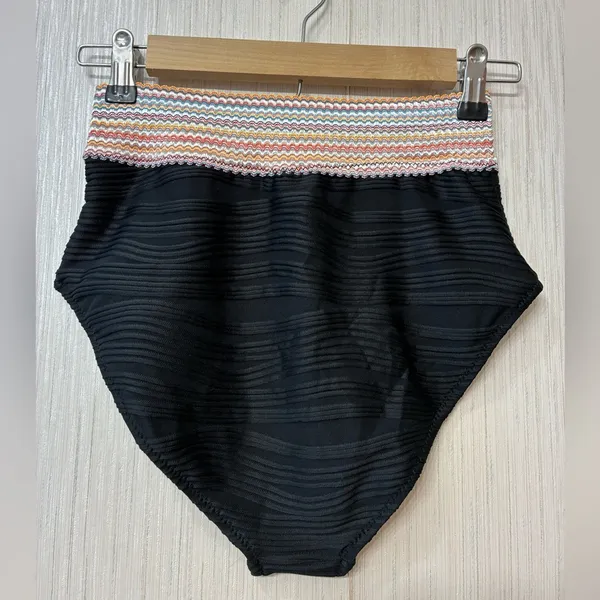 NWT Blooming Jelly Black High Waist Bikini Set Ribbed Crop Top Swimsuit‎ M - Image 9