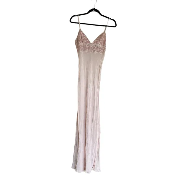 New Free People Midnight Magic Maxi Slip Dress Pink Beaded Lace Trim - Image 10
