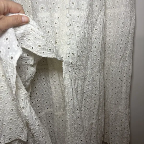 Alice+Olivia SHANTELLA TIERED BUTTON MAXI DRESS in Off White 10 Rush Sorority - Image 7