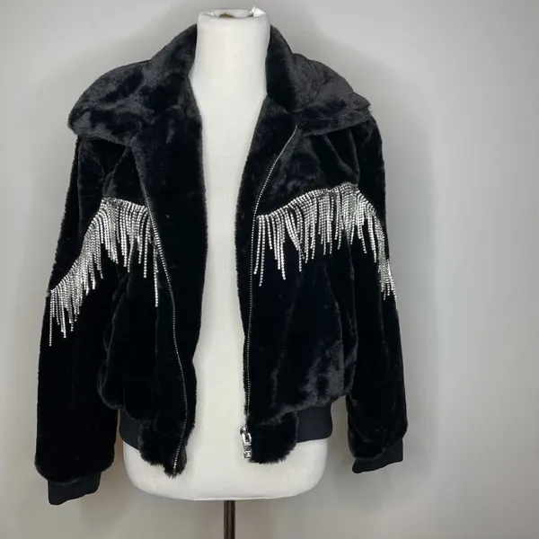 Blush Boutiques- Black Diamond Faux Fur Coat - Image 5