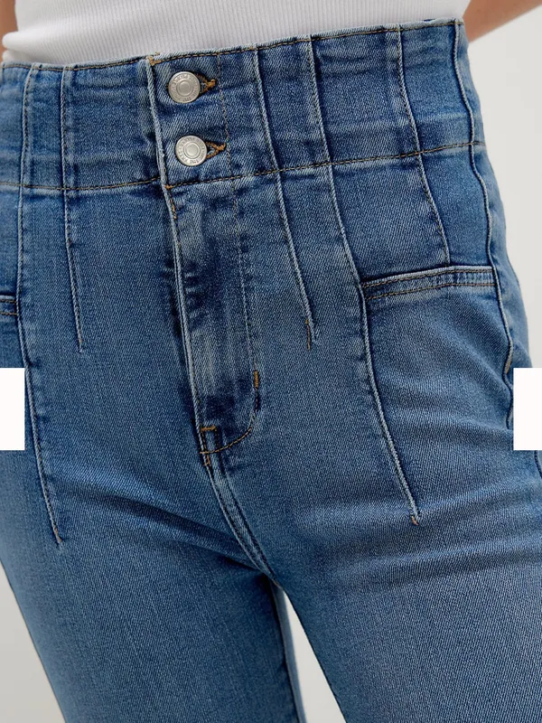 Free People We The Free Jayde Flare Jeans in Sunburst Blue - Image 2
