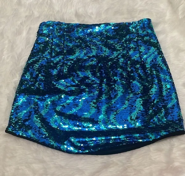 ZARA 💙 Blue Sequin Mini Skirt - Image 3