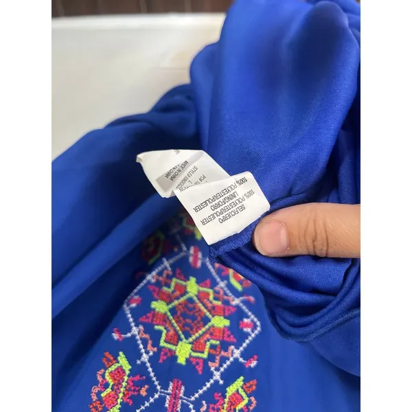 New dress my Michelle embroidered blue large‎ new - Image 6