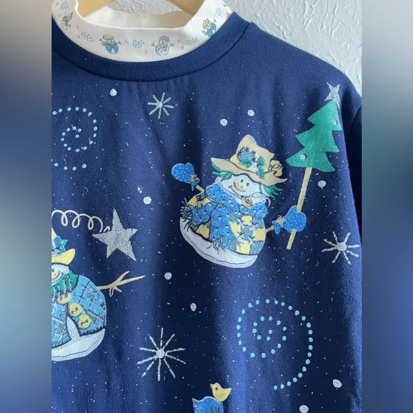 Wrangler Classic Blues Snowman Christmas Sweatshirt, Women's Size L - Image 7