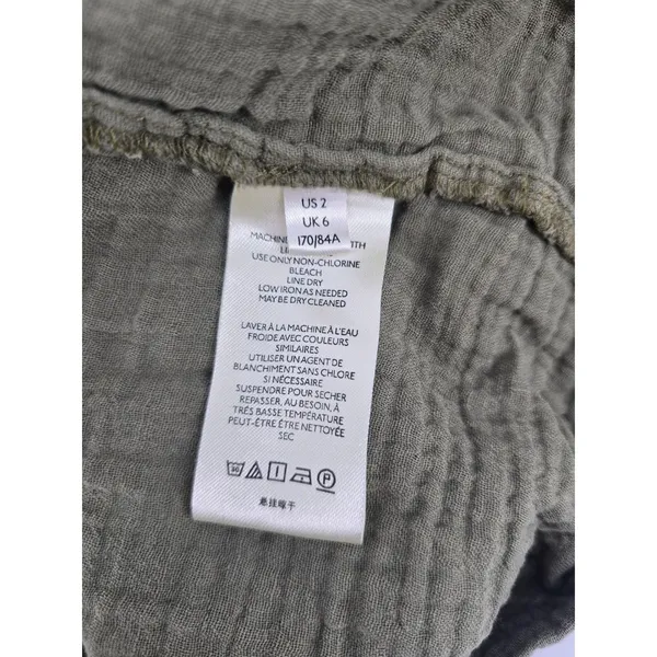 Maeve Dress Womens 2 Tiered Babydoll Olive Green Double Gauze Mini EUC - Image 4