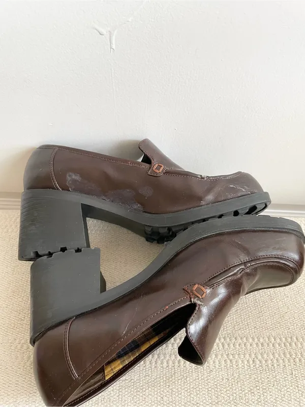 VTG Y2K Somethin Else By Skechers Chunky Brown Loafers Librarian Academia - Image 5