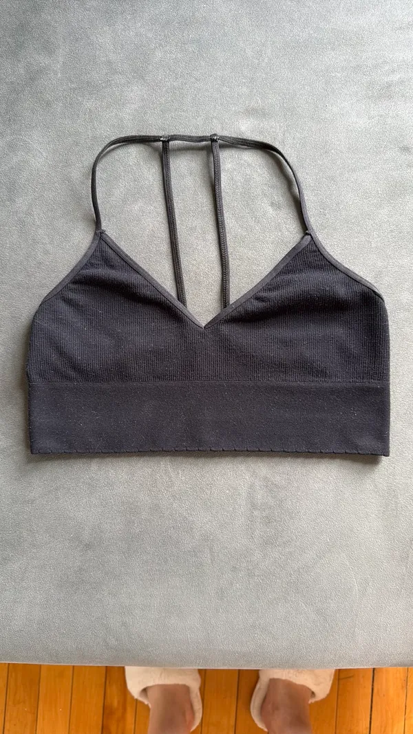 Anthropologie Black Cotton Longline Bralette - Image 3