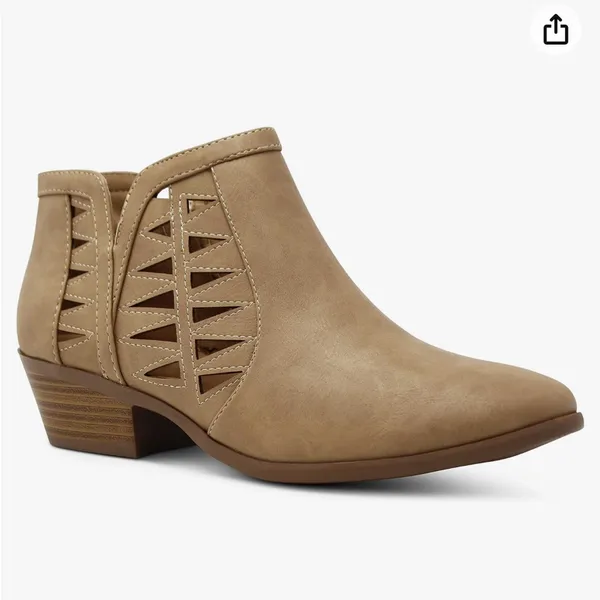 Women's Tan Cutout Ankle Booties - Sleek Low Heel size 6.5 new - Image 3
