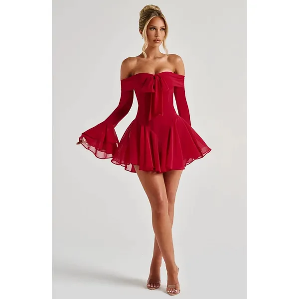 NWT Babyboo Nerissa Red Ruffle Bell Long Sleeve Romper Playsuit Womens Size M - Image 6