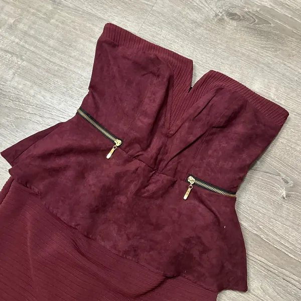•Venus• Burgundy Peplum Dress - Image 3