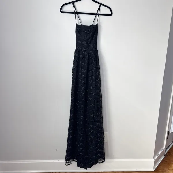 NWT Lulus Pursuing‎ Elegance Black Floral Embroidered Lace-Up Maxi Dress Medium - Image 5