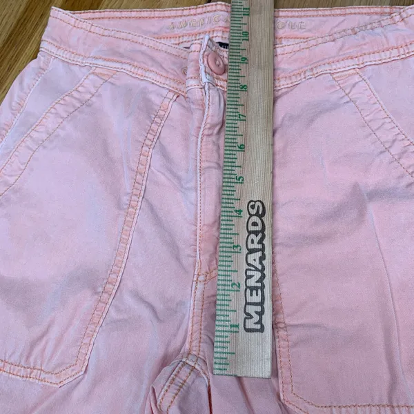 American Eagle Womens Pink Baggy Wide Leg Cargo Pants Raw Hem Size 2‎ Stretch - Image 3