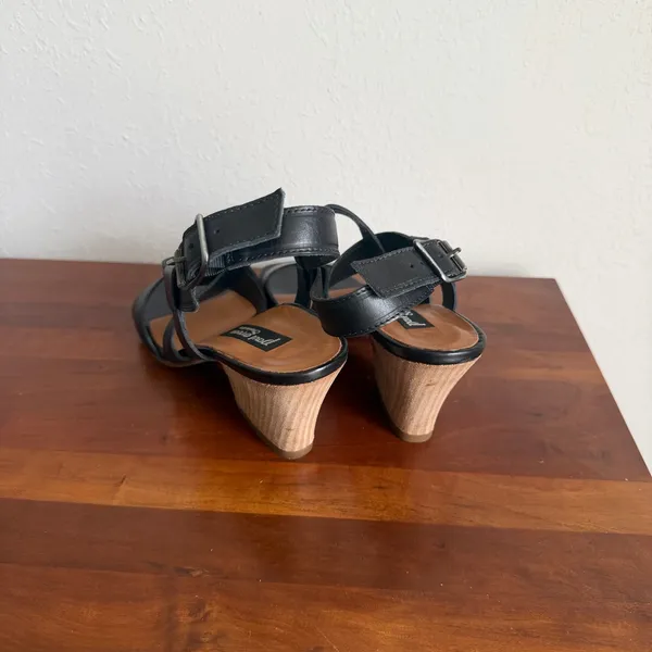 Paul Green Black Leather Strappy Heeled Sandal Womens 6.5 Formal - Image 3
