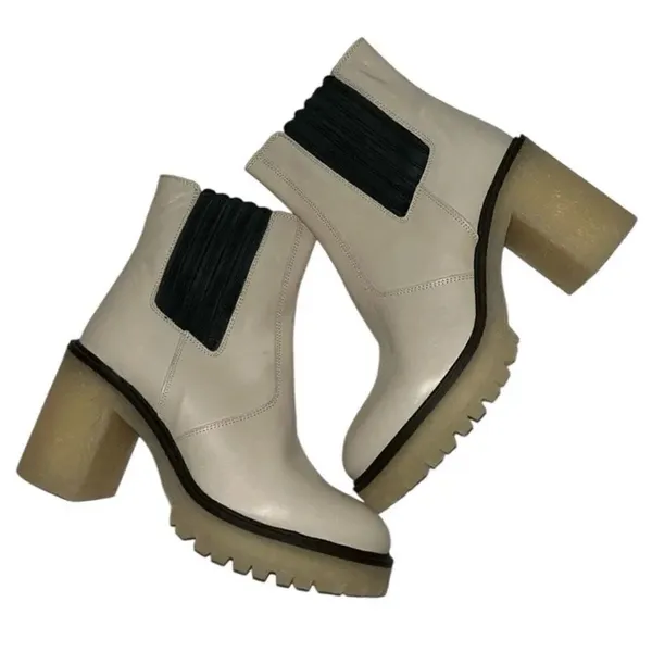 Free people Cream Ankle Chunky Heel Boots(Size 38.5/8.5) - Image 9