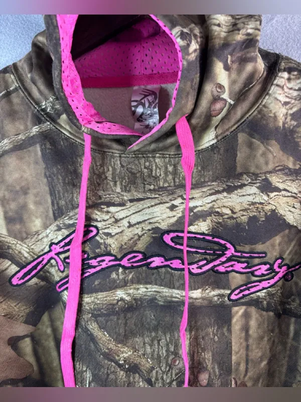 Legendary Whitetails L Gorpcore Camo Hoodie with Pink Lining and Drawstrings - Image 2