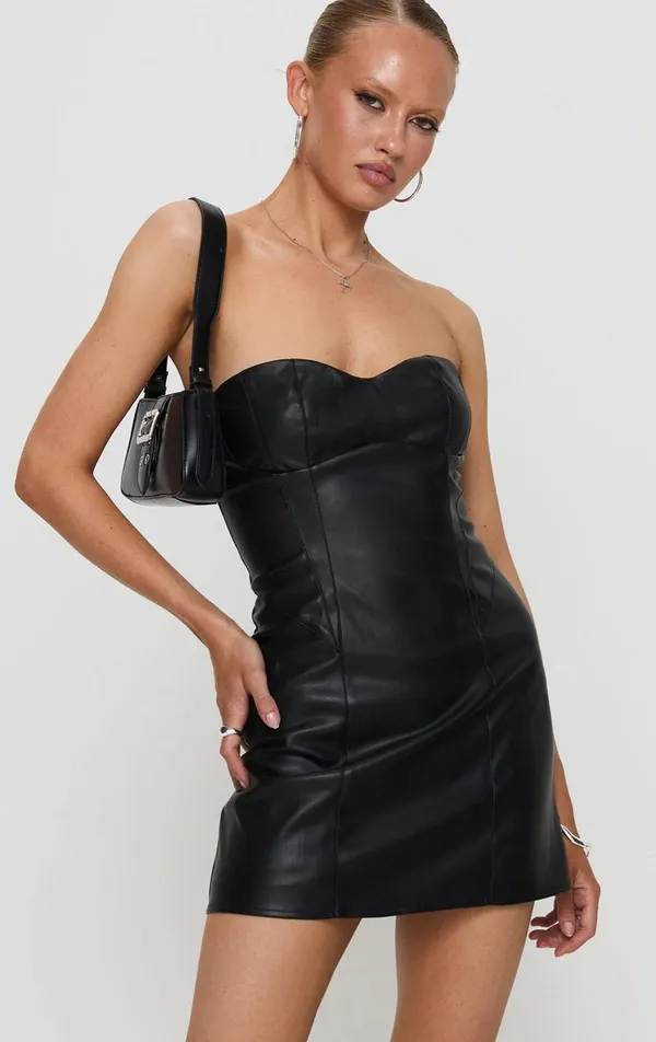 Princess Polly Strapless Mini Leather Dress - Image 2