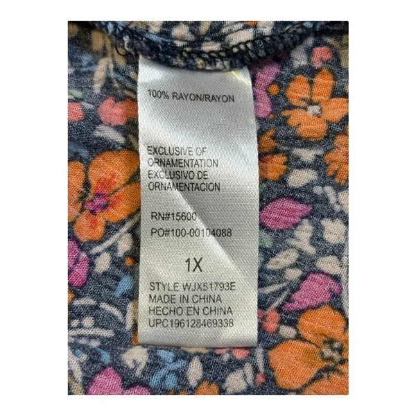 Democracy Floral Midi Dress Women 1X‎ Multicolor Boho Casual Rayon Button V-Neck - Image 8