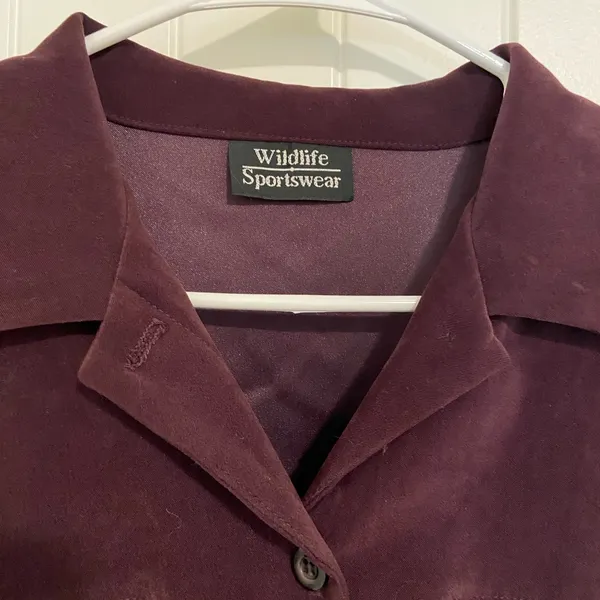 Vintage Wildlife‎ Sportswear women’s deep purple faux suede button down medium - Image 5