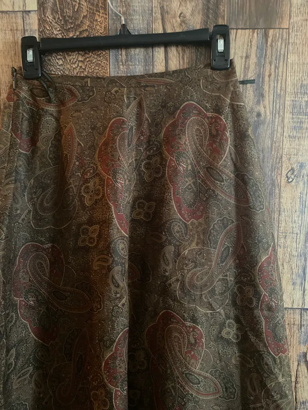 Ralph Lauren A Line Skirt Size 6 Brown Green Side Zipper Lined - Image 3