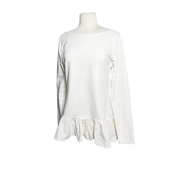 ANTHROPOLOGIE MAEVE Women’s White Long Sleeve Ruffle Hem Knit Top - Image 5