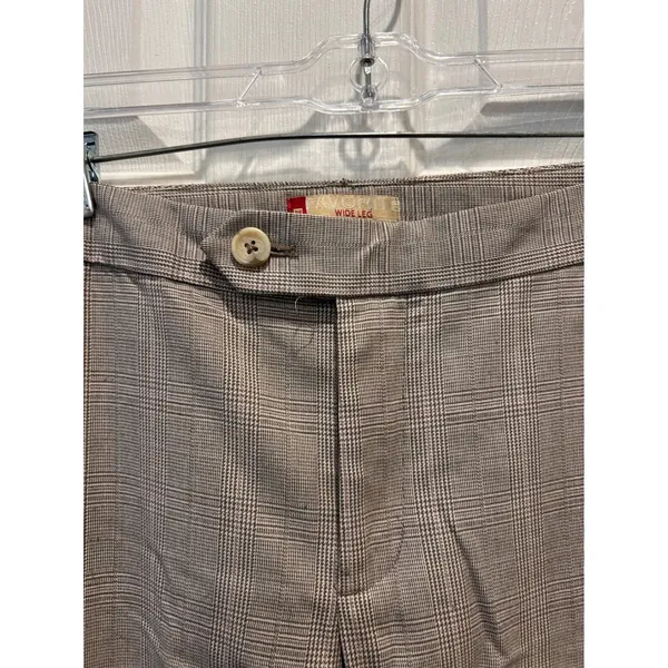 Y2k Gap Favorite Wide Leg Mid Rise Trouser Pants Womens 12 Brown‎ Plaid Cuffed - Image 4